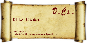 Ditz Csaba névjegykártya